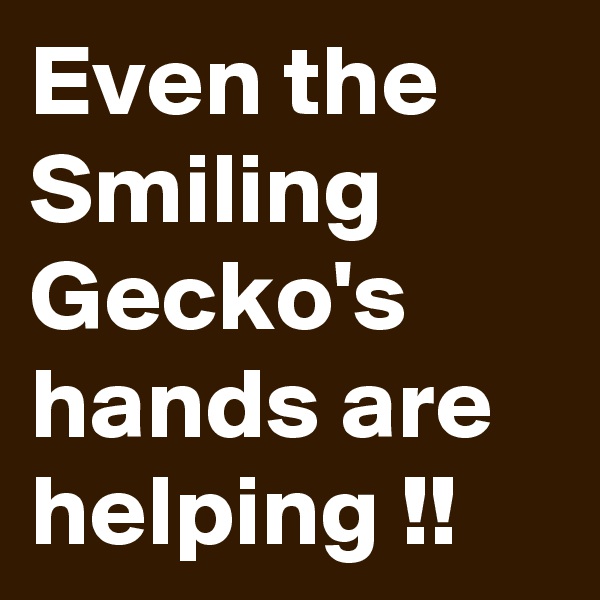 Even the Smiling Gecko's hands are helping !!