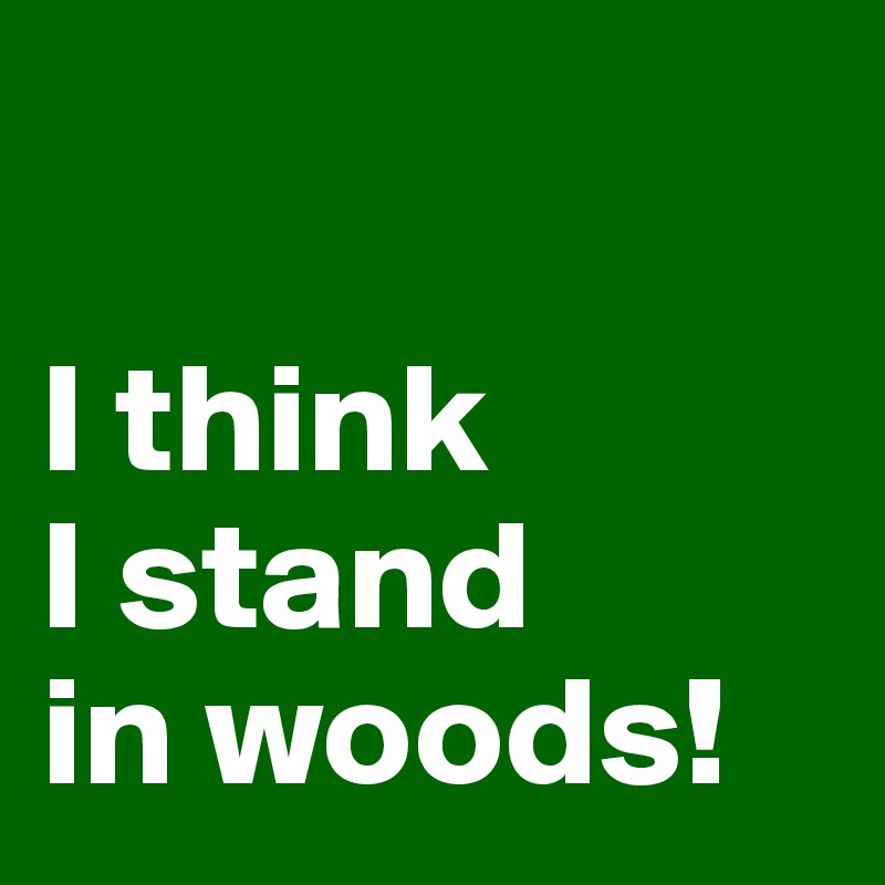 

I think 
I stand 
in woods!