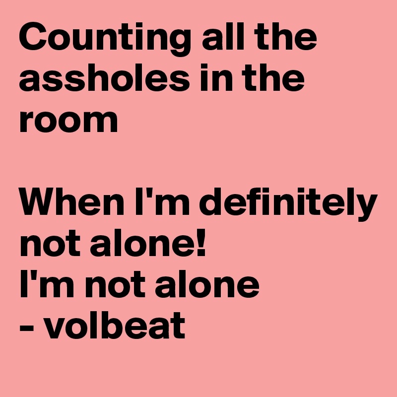 Counting all the assholes in the room

When I'm definitely not alone! 
I'm not alone
- volbeat