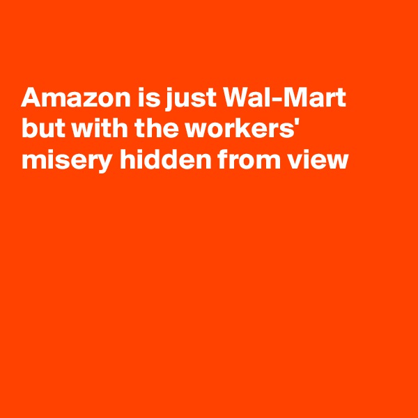 

Amazon is just Wal-Mart but with the workers' misery hidden from view






