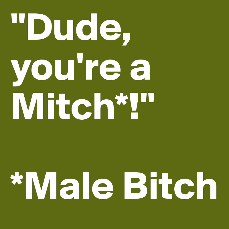 "Dude, you're a Mitch*!"

*Male Bitch