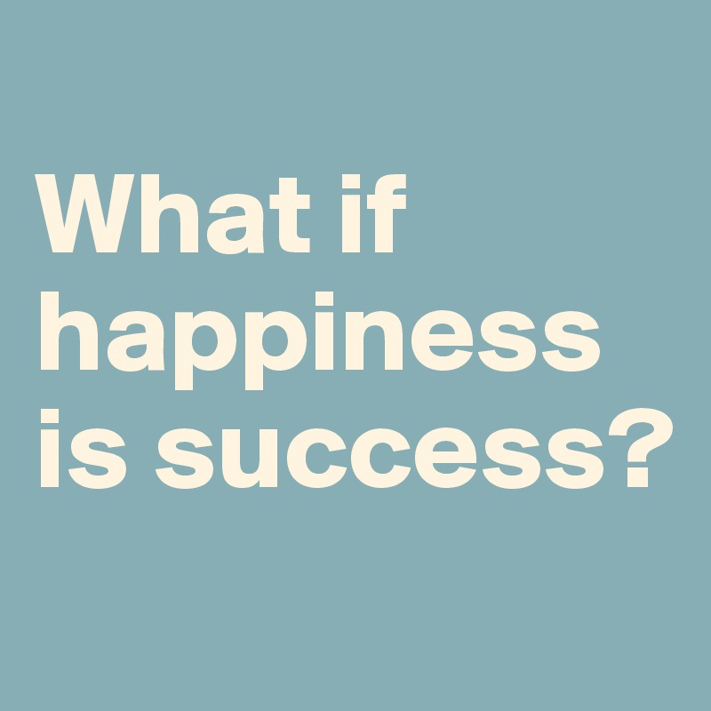 
What if happiness is success?

