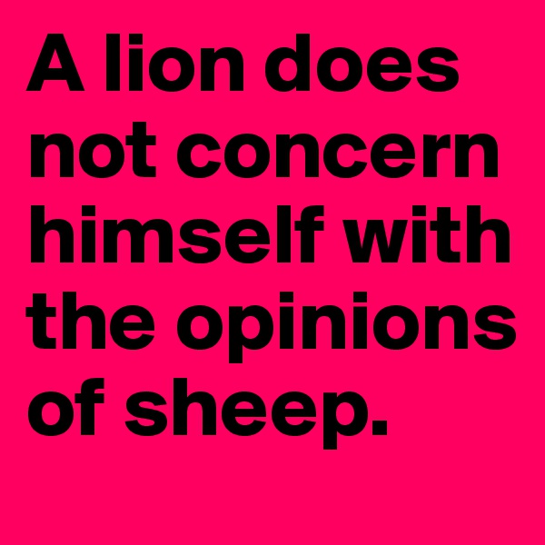 A lion does not concern himself with the opinions of sheep. 