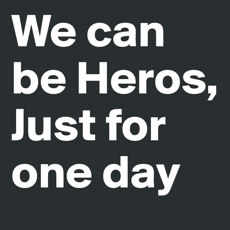 We can be Heros, Just for one day 