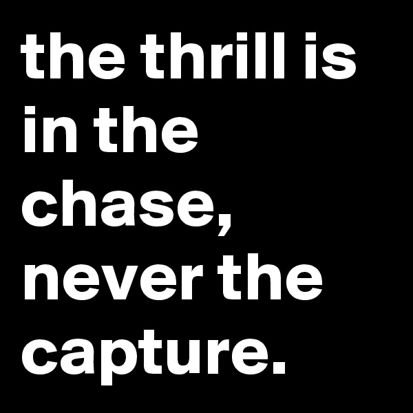 the thrill is in the chase, never the capture.
