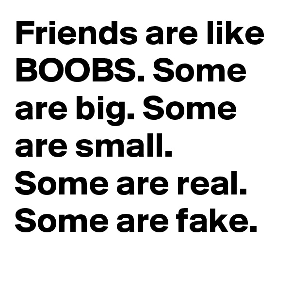 Friends are like BOOBS. Some are big. Some are small. Some are real. Some are fake.