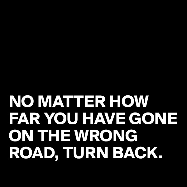 




NO MATTER HOW FAR YOU HAVE GONE ON THE WRONG ROAD, TURN BACK.