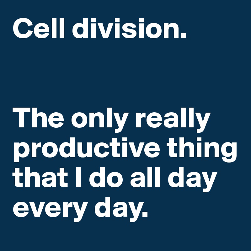 Cell division. 


The only really productive thing that I do all day every day. 