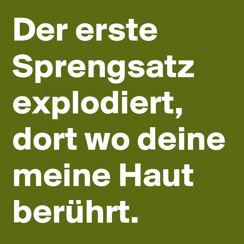 Der erste Sprengsatz explodiert, dort wo deine meine Haut berührt.