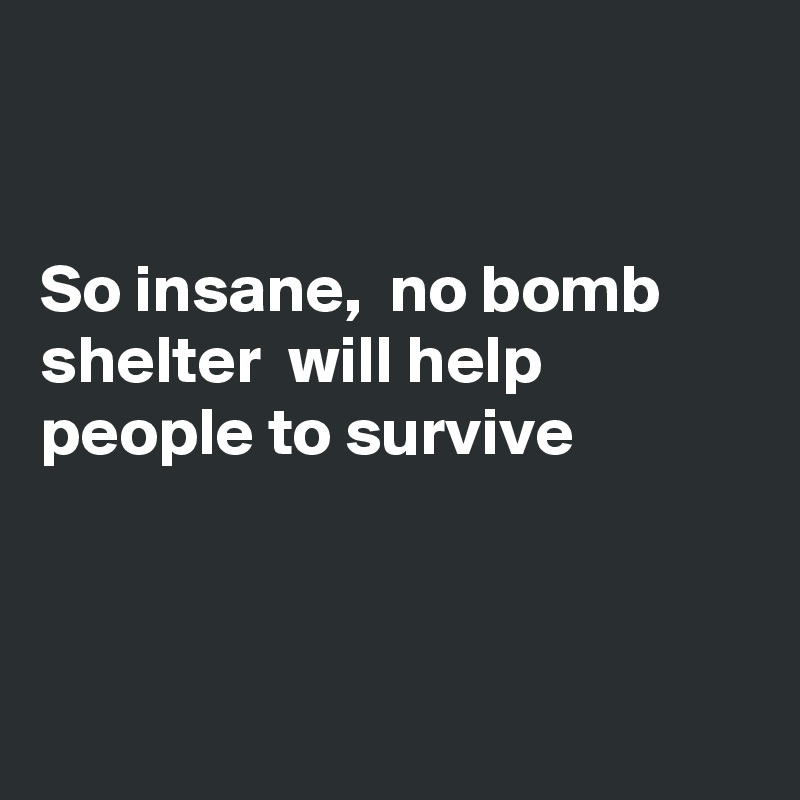 


So insane,  no bomb shelter  will help people to survive 



