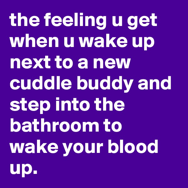 the feeling u get when u wake up next to a new cuddle buddy and step into the bathroom to wake your blood up.