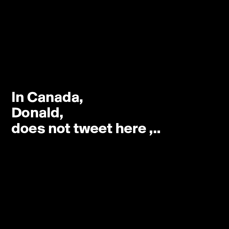 




In Canada,
Donald, 
does not tweet here ,..




