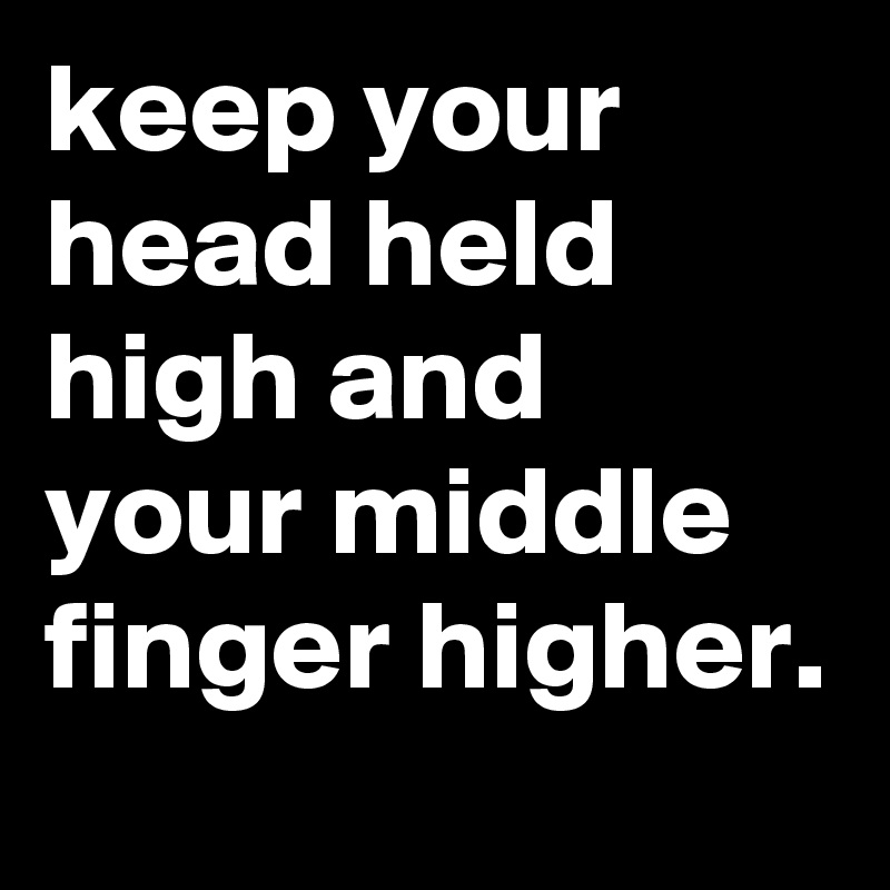 keep your head held high and your middle finger higher.