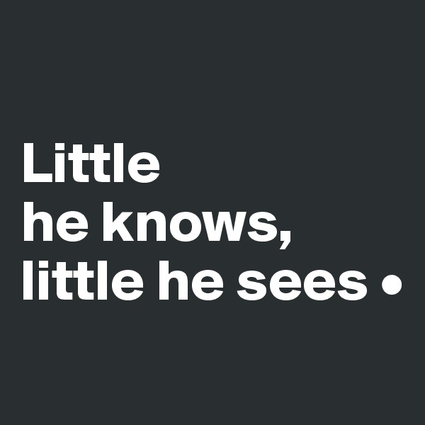 

Little
he knows,
little he sees •
