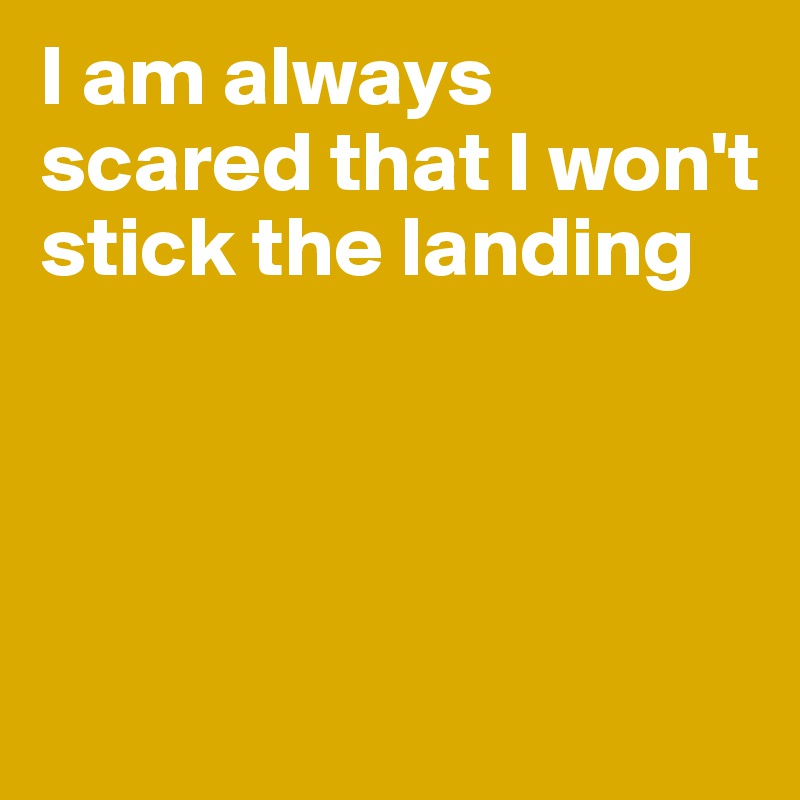 I am always scared that I won't stick the landing




