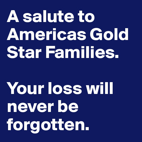 A salute to Americas Gold Star Families. 

Your loss will never be forgotten.