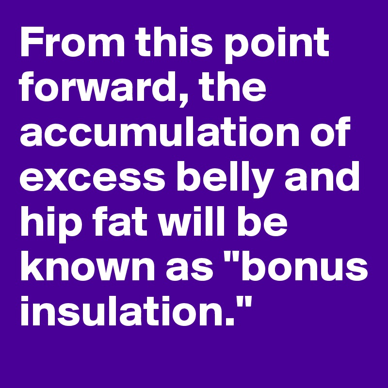 From this point forward, the accumulation of excess belly and hip fat will be known as "bonus insulation."