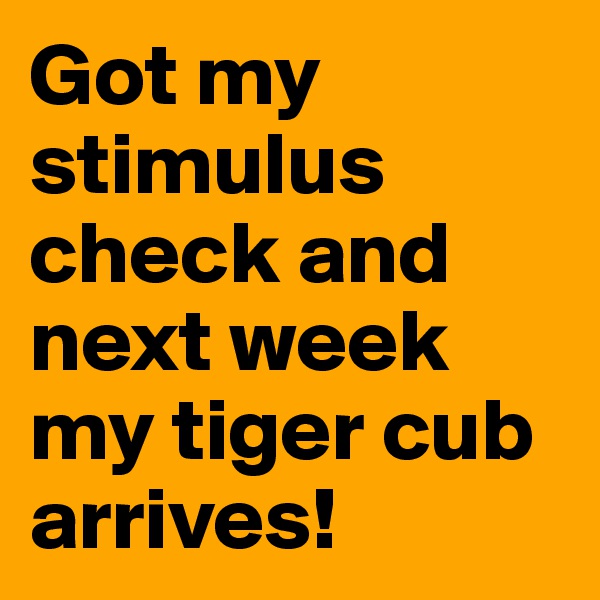 Got my stimulus check and next week  my tiger cub arrives!