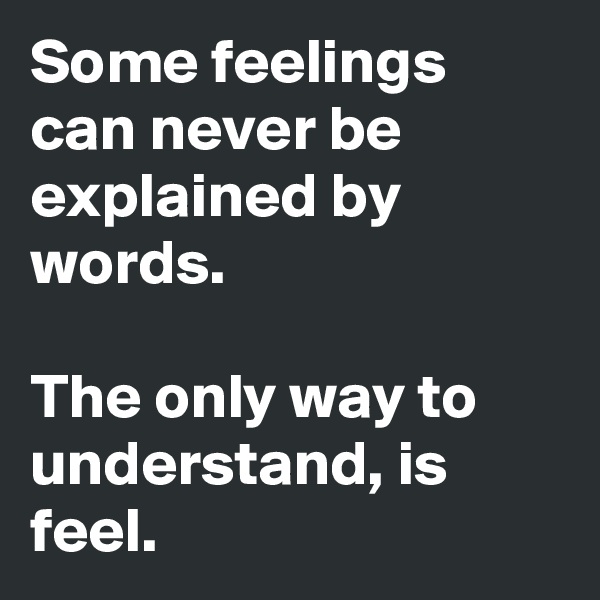 Some feelings can never be explained by words.

The only way to understand, is feel.