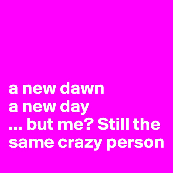 



a new dawn
a new day
... but me? Still the same crazy person