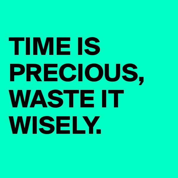 
TIME IS PRECIOUS, WASTE IT WISELY.
