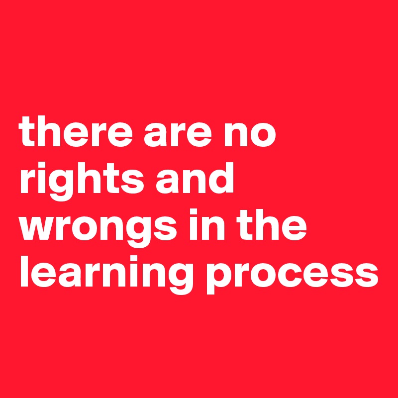 

there are no rights and wrongs in the learning process
