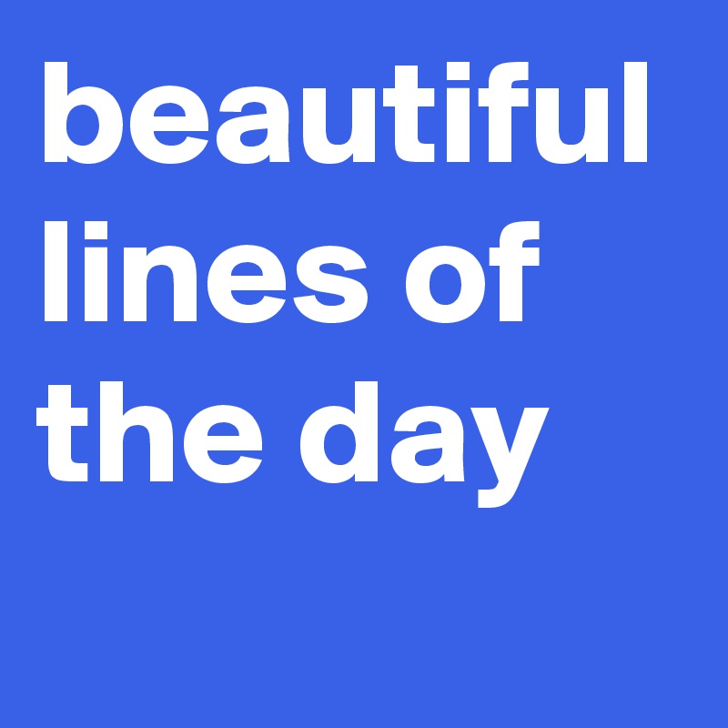 beautiful lines of the day
