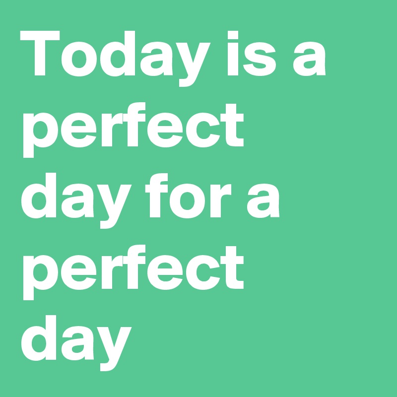 Today is a perfect day for a perfect day
