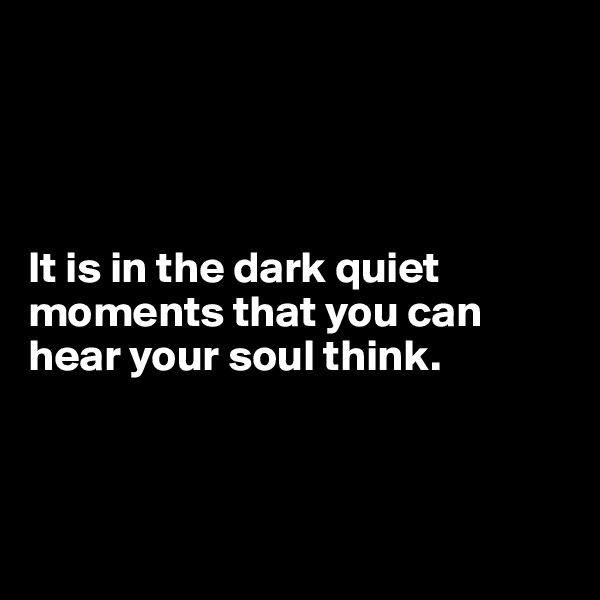 




It is in the dark quiet moments that you can hear your soul think. 



