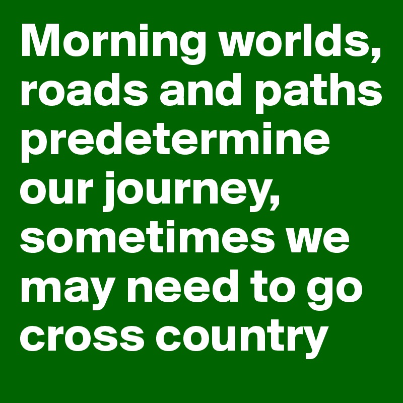 Morning worlds, roads and paths predetermine our journey, sometimes we may need to go cross country