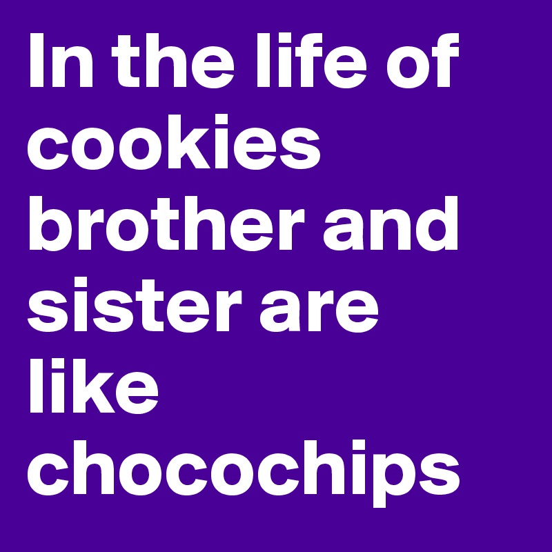 In the life of cookies brother and sister are like chocochips 