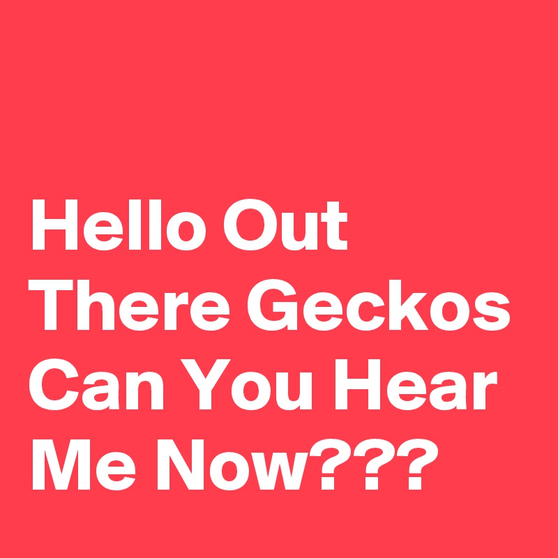 

Hello Out There Geckos Can You Hear Me Now???