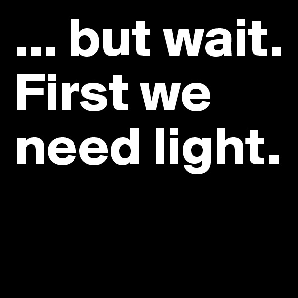 ... but wait. First we need light.
