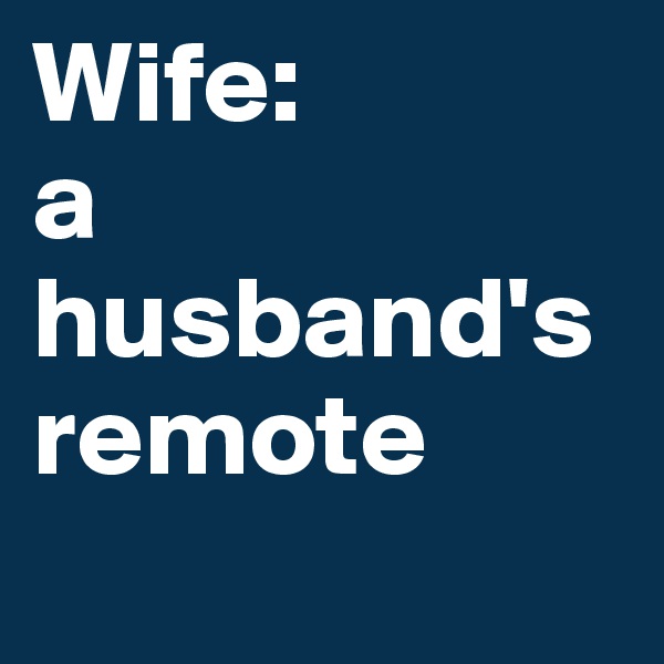 Wife:
a husband's remote
