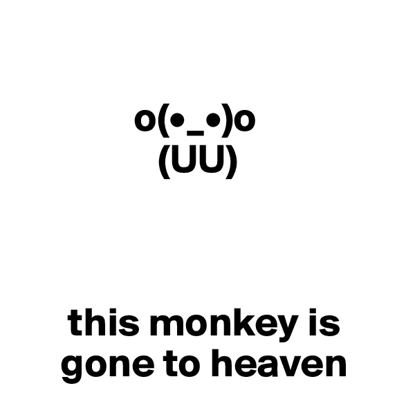 

              o(•_•)o
                 (UU)



      this monkey is
     gone to heaven