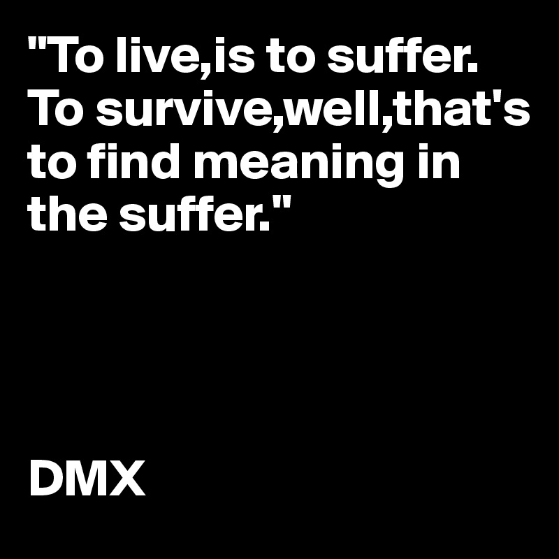 "To live,is to suffer.
To survive,well,that's to find meaning in the suffer."




DMX