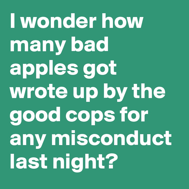I wonder how many bad apples got wrote up by the good cops for any misconduct last night?