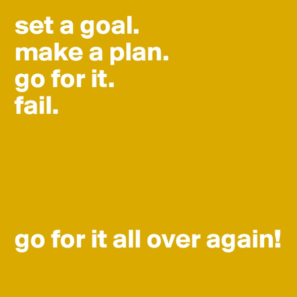 set a goal.
make a plan.
go for it.
fail.




go for it all over again!
