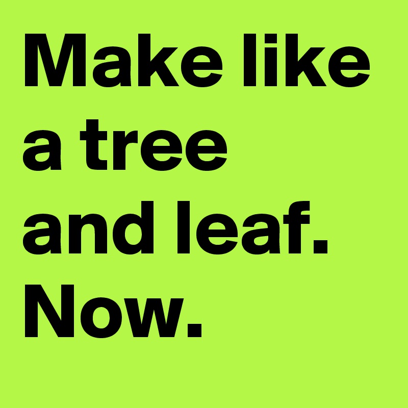 Make like a tree and leaf.  Now.