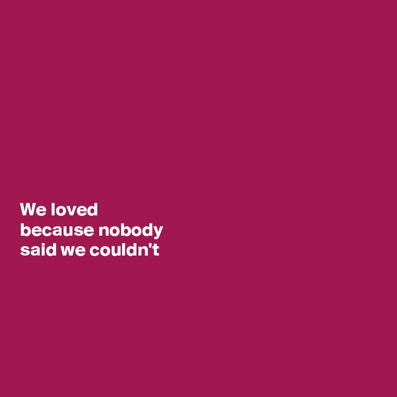 








We loved 
because nobody 
said we couldn't




 
