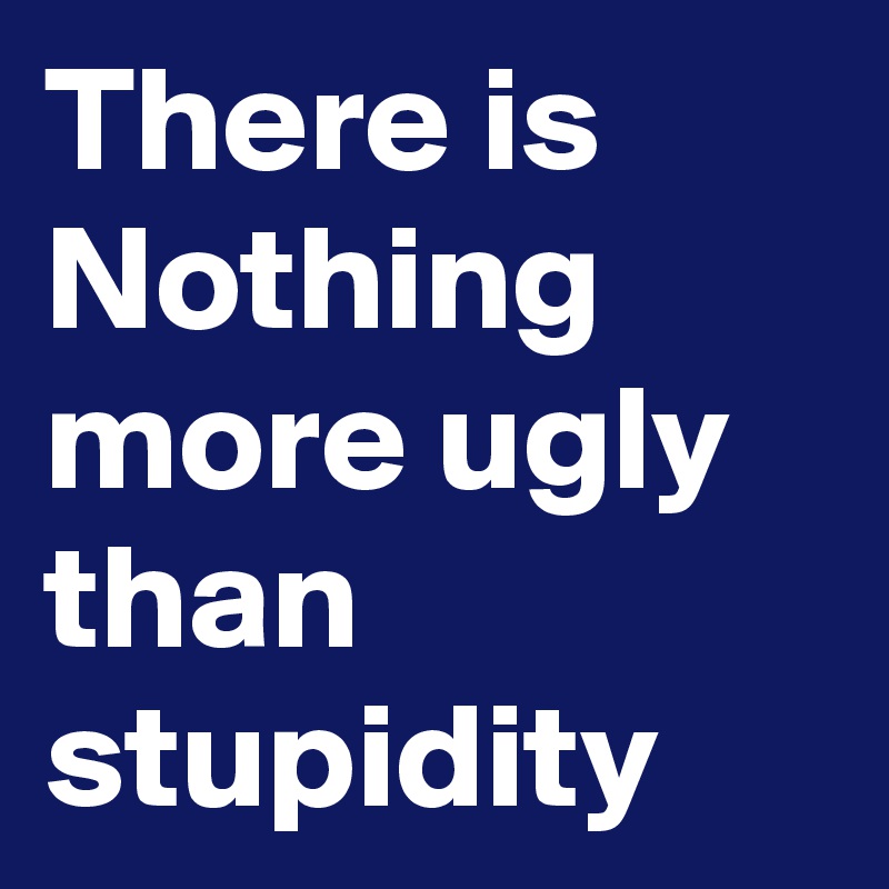 There is Nothing more ugly than stupidity