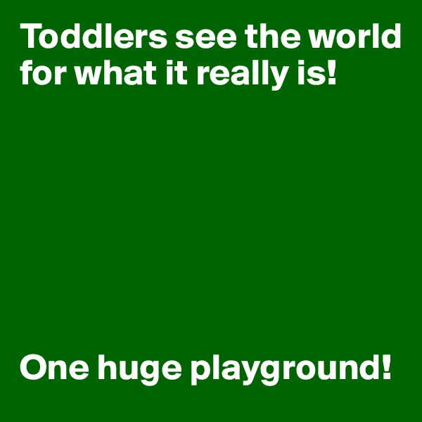 Toddlers see the world for what it really is! 







One huge playground!