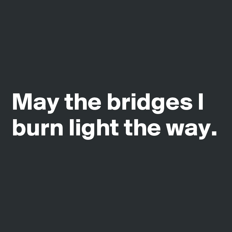 


May the bridges I burn light the way.


