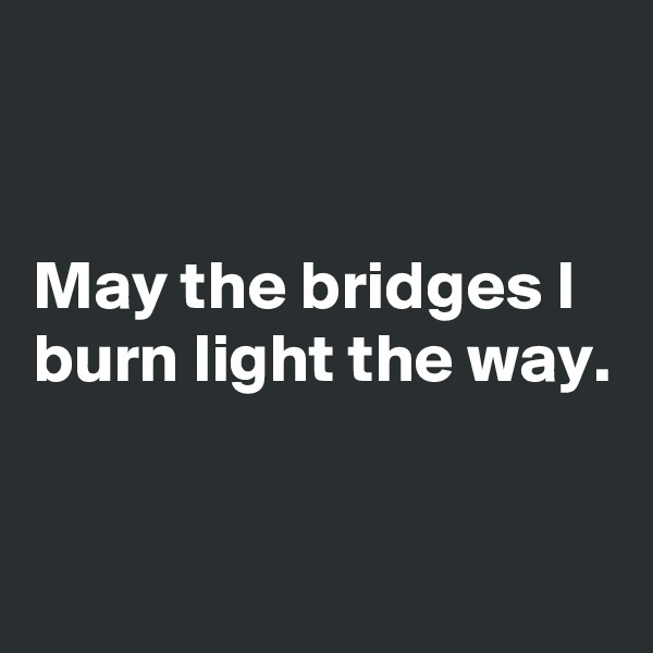 


May the bridges I burn light the way.



