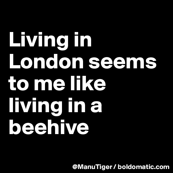 
Living in London seems to me like living in a beehive
