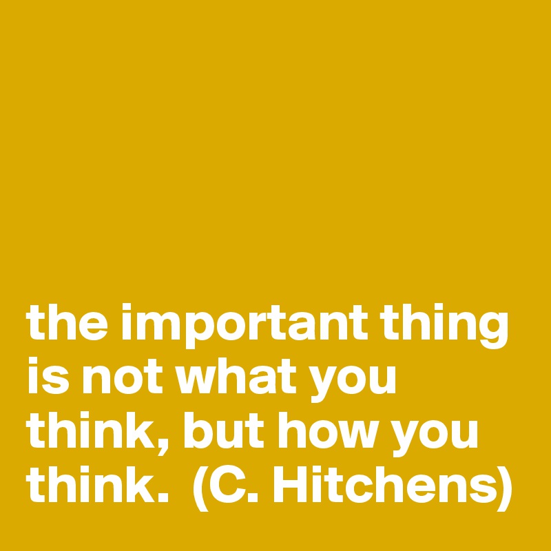 




the important thing is not what you think, but how you think.  (C. Hitchens)