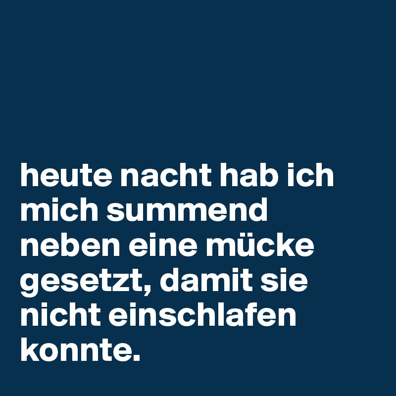 



heute nacht hab ich mich summend neben eine mücke gesetzt, damit sie nicht einschlafen konnte.