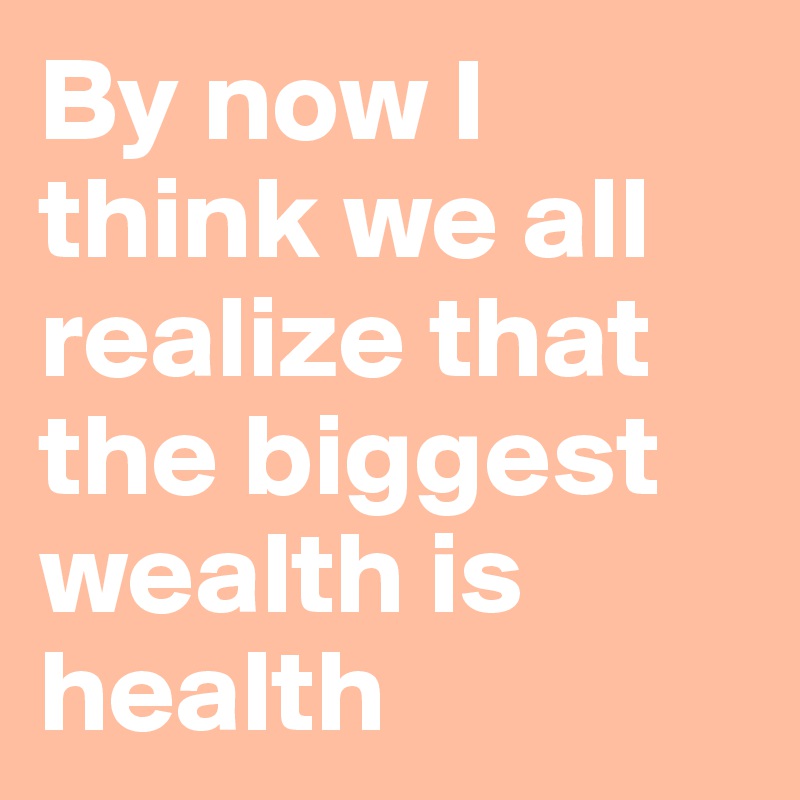 By now I think we all realize that the biggest wealth is health