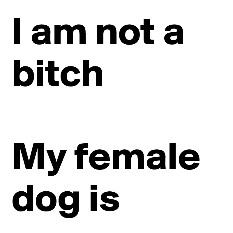 I am not a bitch

My female dog is