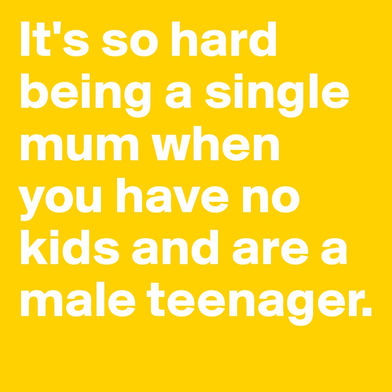 It's so hard being a single mum when you have no kids and are a male teenager. 